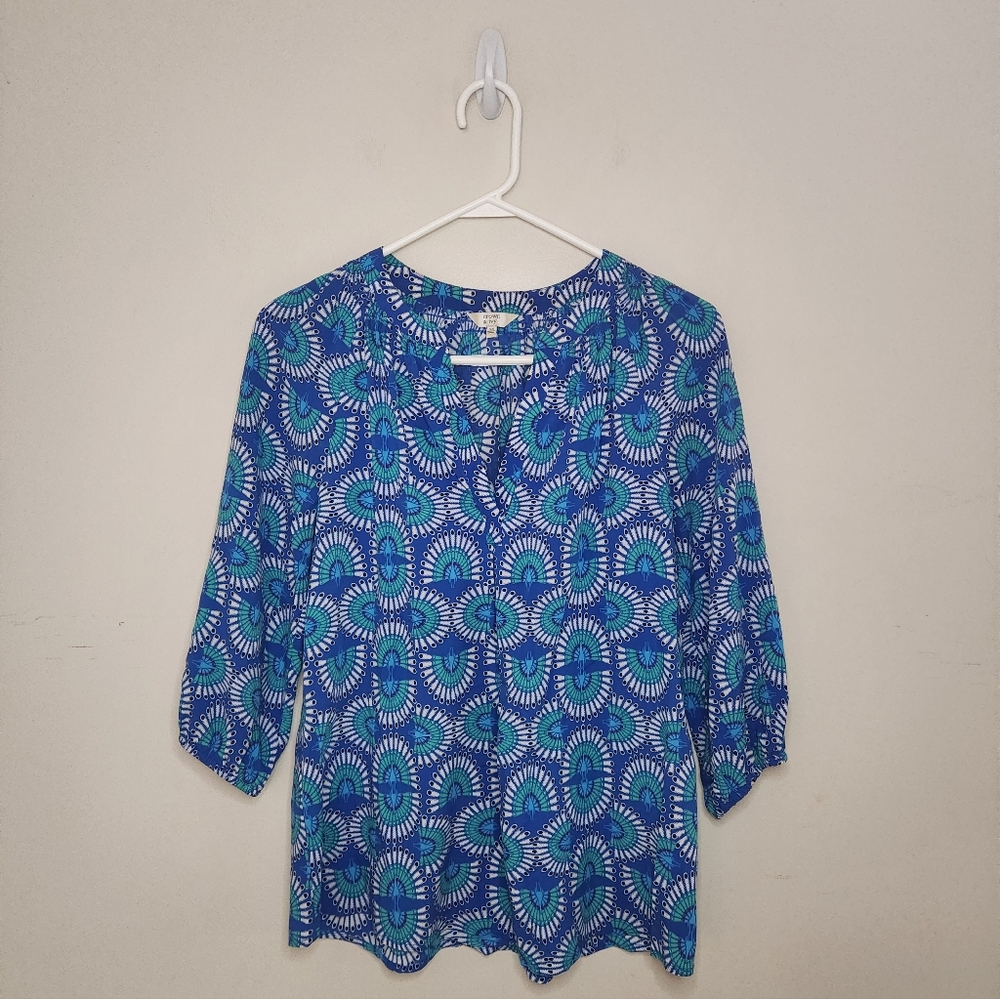 Women's Crown & Ivy Peacock Print Top Sz XS